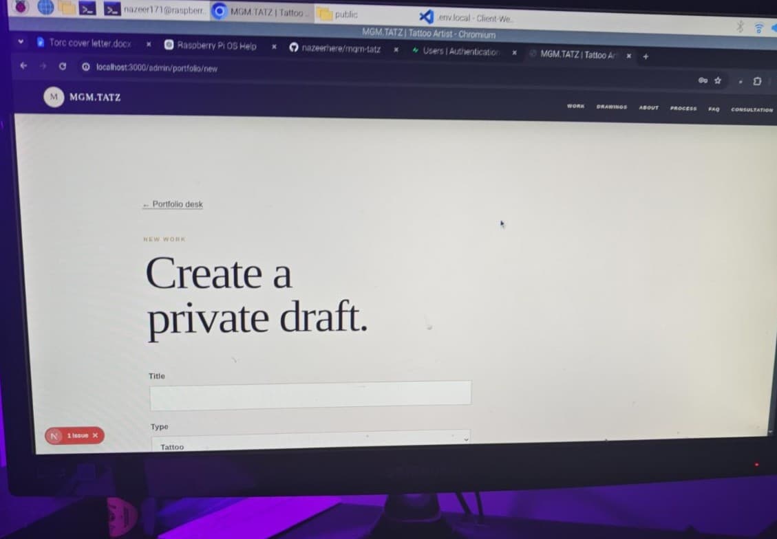 Historical owner-admin screen titled Create a private draft, with empty title and type fields.